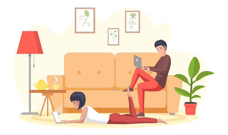 Freelancer people working remotely  Illustration