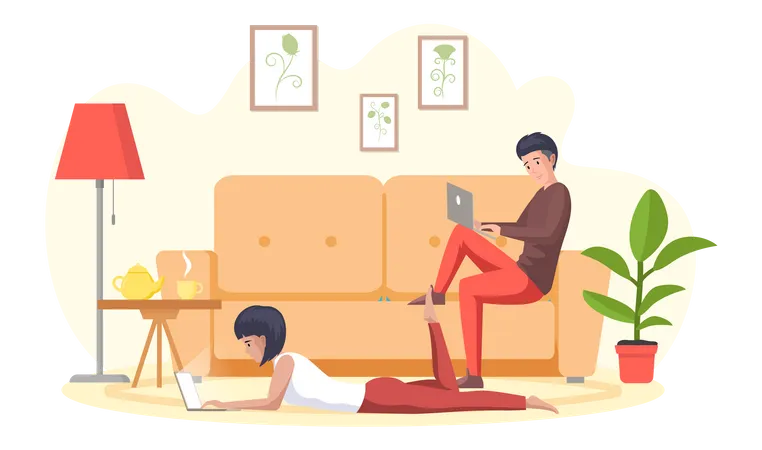 Freelancer people working remotely  Illustration