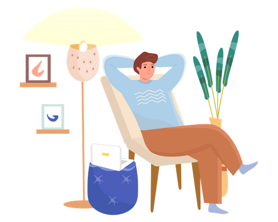 Freelancer relaxando em casa  Ilustração