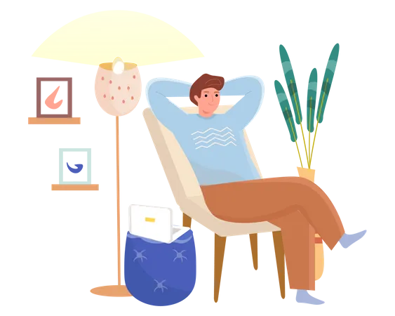 Freelancer relaxing at home  Illustration
