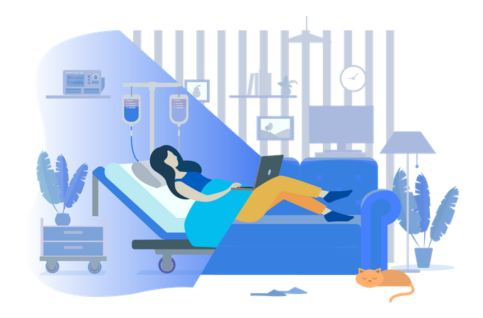 Freelancer trabalhando em hospital  Ilustração