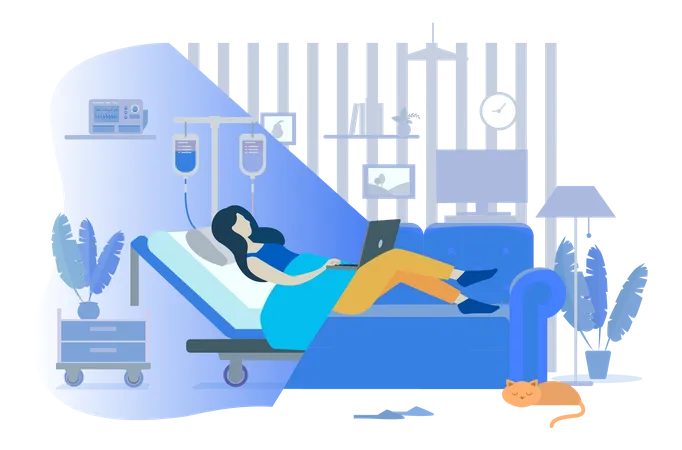 Freelancer trabalhando em hospital  Ilustração