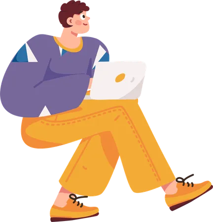 Freelancer trabalhando no laptop  Ilustração