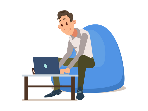 Freelancer trabalhando em laptop em casa  Ilustração