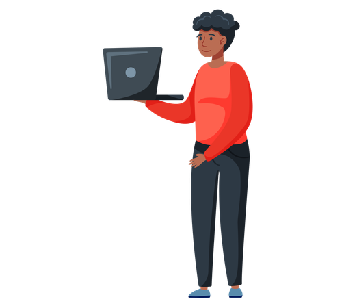 Freelancer feminino trabalhando no laptop  Ilustração