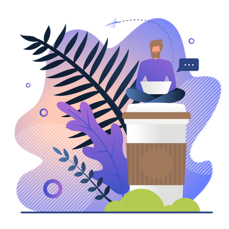 Freelancer trabalhando no laptop  Ilustração