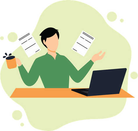 Freelancer trabalhando no laptop  Ilustração