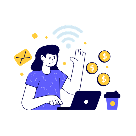 Freelancer trabalhando no laptop  Ilustração