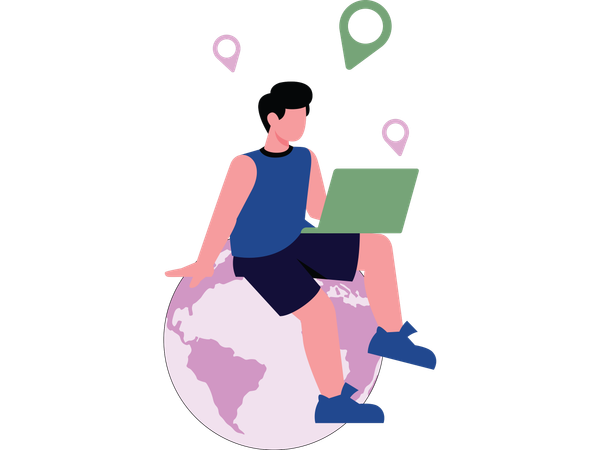 Freelancer traveler working on vacation  Illustration