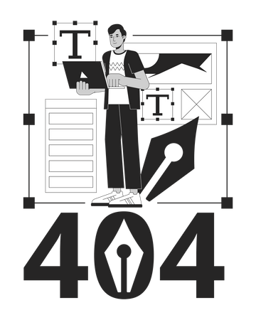 Freelancer web designer error 404  Illustration