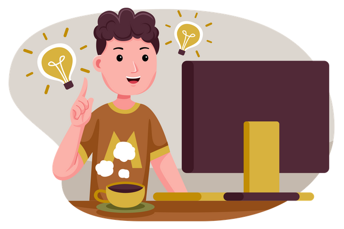 Freelancer with business idea  Illustration