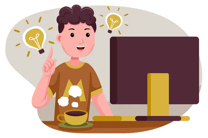 Freelancer with business idea  Illustration