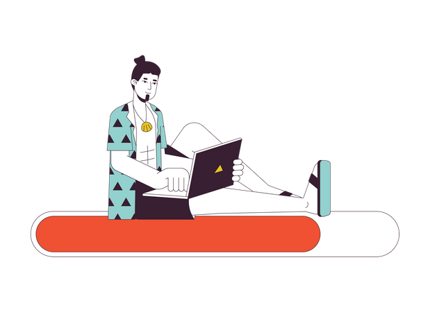 Freelancer with laptop on error 404  Illustration