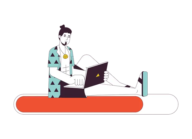 Freelancer with laptop on error 404  Illustration