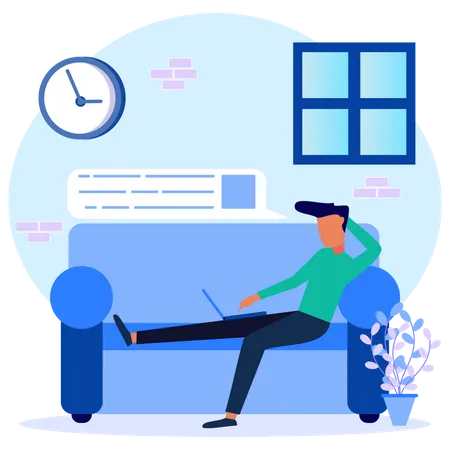 Freelancer Work From Home  Illustration