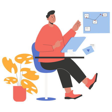 Freelancer work remotely with flexible working hours  Illustration