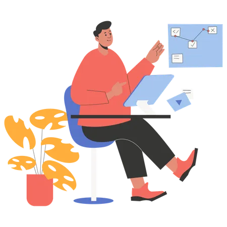 Freelancer work remotely with flexible working hours  Illustration