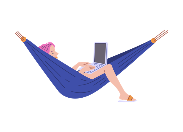Freelancer worker doing remote work  Illustration