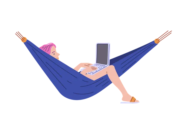 Freelancer worker doing remote work  Illustration