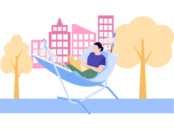 Freelancer worker on beach  Illustration