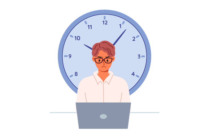 Freelancer worker on laptop  Illustration