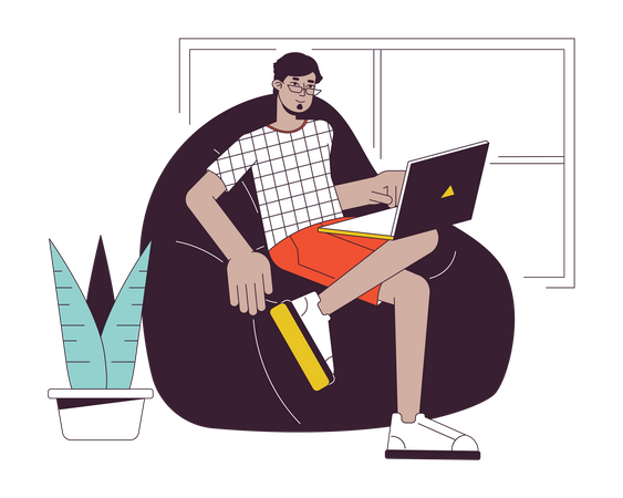 Freelancer working at home  Illustration