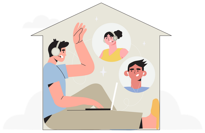 Freelancer working at home  일러스트레이션