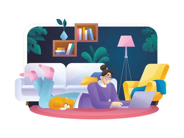 Freelancer working from home  Illustration