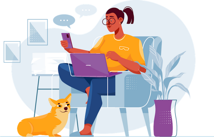 Freelancer working from home  Illustration