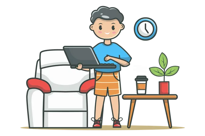 Freelancer Working From Home  Illustration