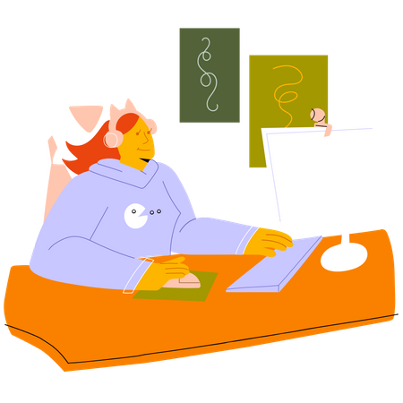 Freelancer working from home  Illustration