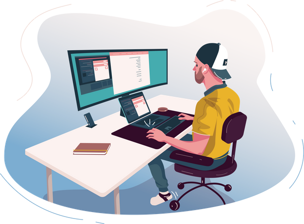 Freelancer working from home  Illustration