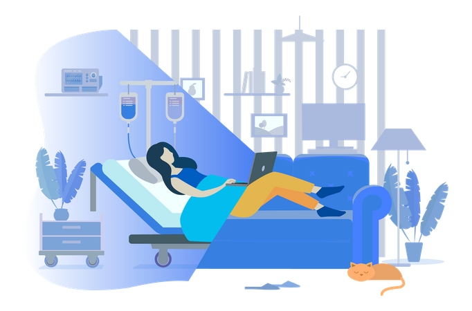 Freelancer working in hospital  Illustration