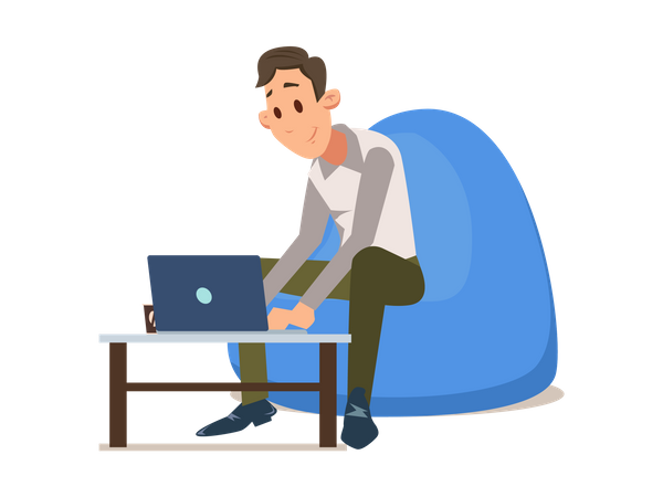 Freelancer working in laptop in the house  Illustration