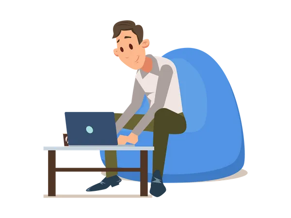 Freelancer working in laptop in the house  Illustration