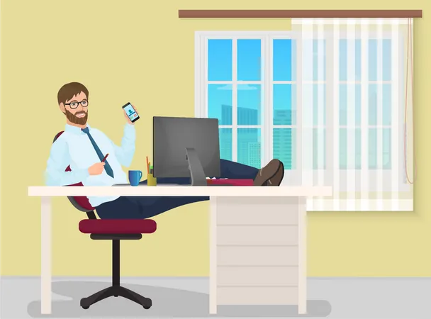 Freelancer working in office  Illustration