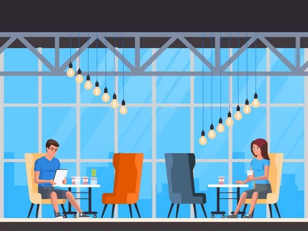 Freelancer working inside cafe  Illustration