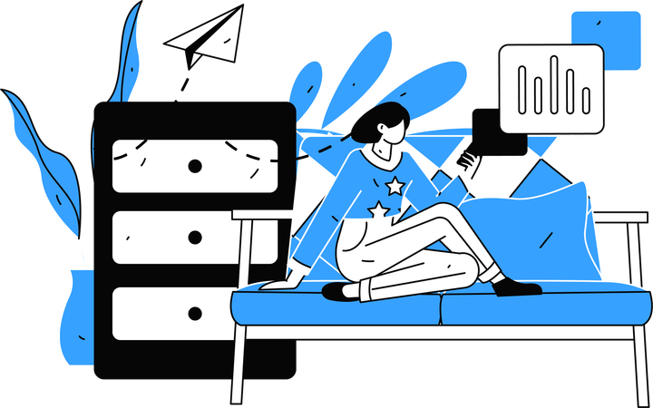 Freelancer working on business analysis data  Illustration