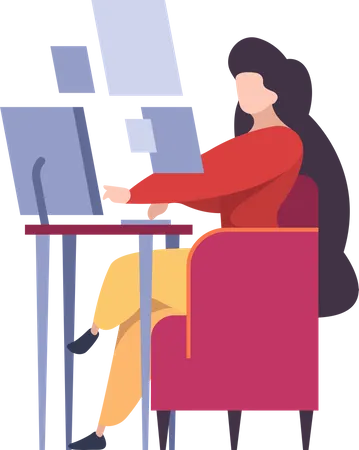 Freelancer Working On Computer  Illustration