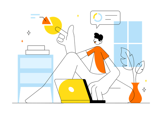 Freelancer working on Home Remote Working Setup  Illustration