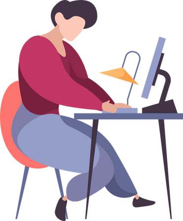 Freelancer Working On Laptop  Illustration