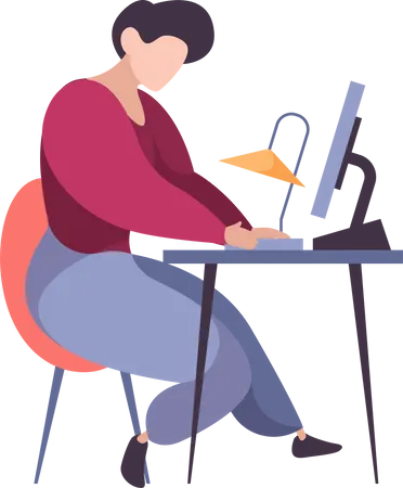 Freelancer Working Comforting Remote Work Character Illustration