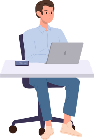 Freelancer working on laptop  Illustration