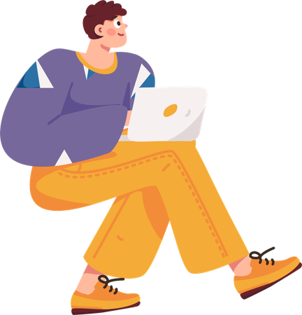 Freelancer working on laptop  Illustration