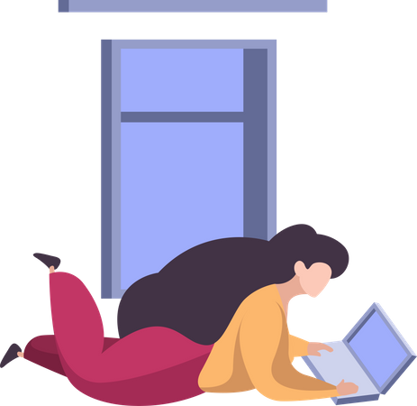 Freelancer Working On Laptop  Illustration