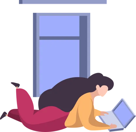 Freelancer Working On Laptop  Illustration