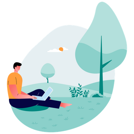 Freelancer working on laptop  일러스트레이션