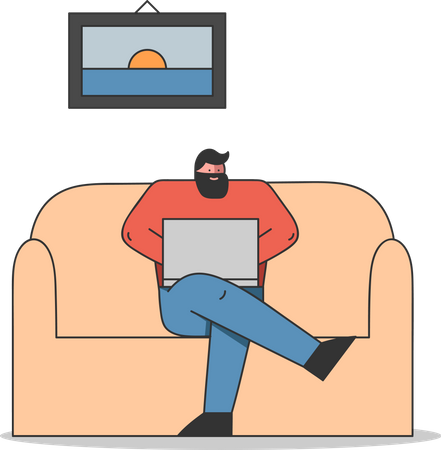 Freelancer working on laptop  イラスト