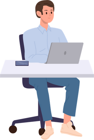 Freelancer working on laptop  Illustration