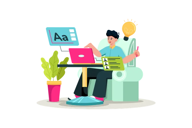Freelancer working on multiple client projects  Illustration